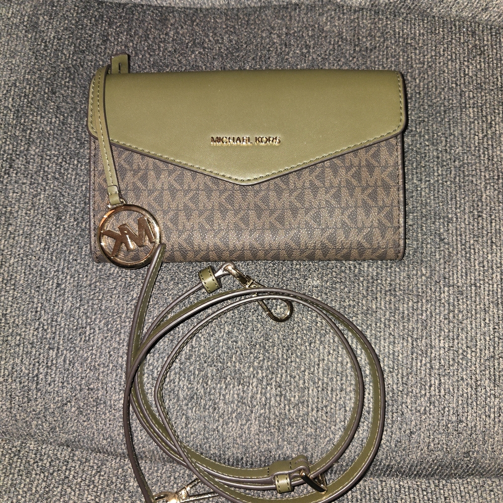 Michael Kors Olive and Brown Crossbody Bag